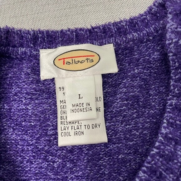 Talbots Long Sleeve Purple Soft Lightweight Crewneck  Sweater. Size L - Picture 3 of 7